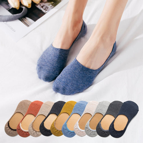 5 Pairs Spring Summer Women Socks Solid Color Fashion Wild Shallow Mouth Girls Female Invisible No Show Slipper Socks